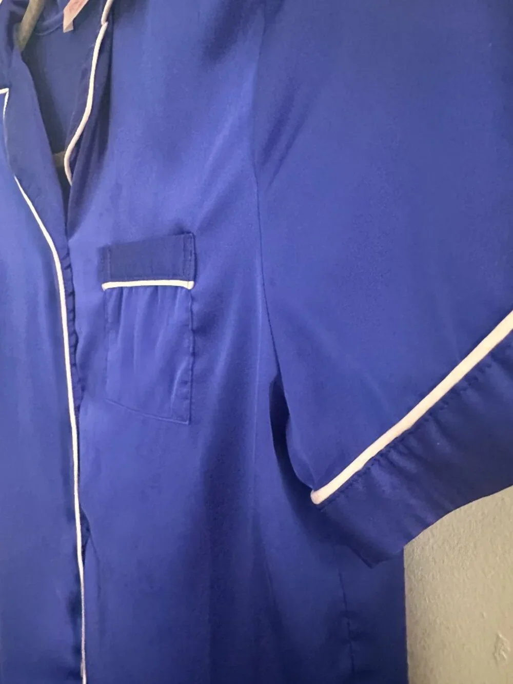 Royal Blue Satin Pajama Set Women's XS / Youth (Youth 12-13) Button Front